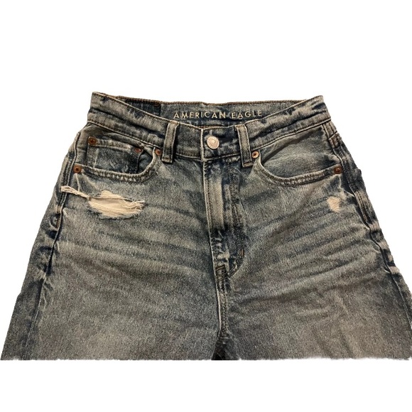 AE Strigid Ripped Highest Waist Baggy Straight Jean Size 00 - Picture 6 of 13